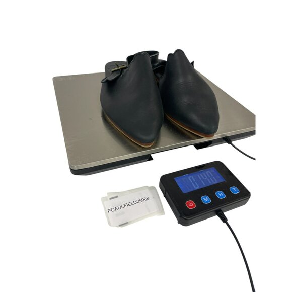 Elf Womens Solid Black Leather Pointed Toe Sling Back Handmade Mule Size 7 Shoes - Picture 7 of 7